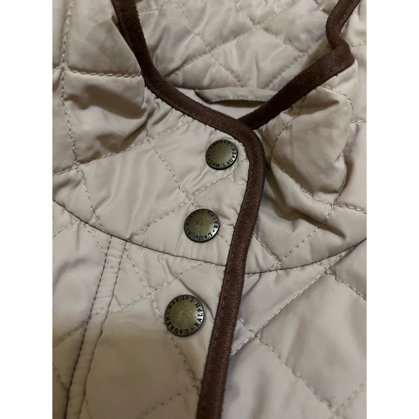 Ralph Lauren Diamond Quilted Jacket Faux Leather  Size M Women's