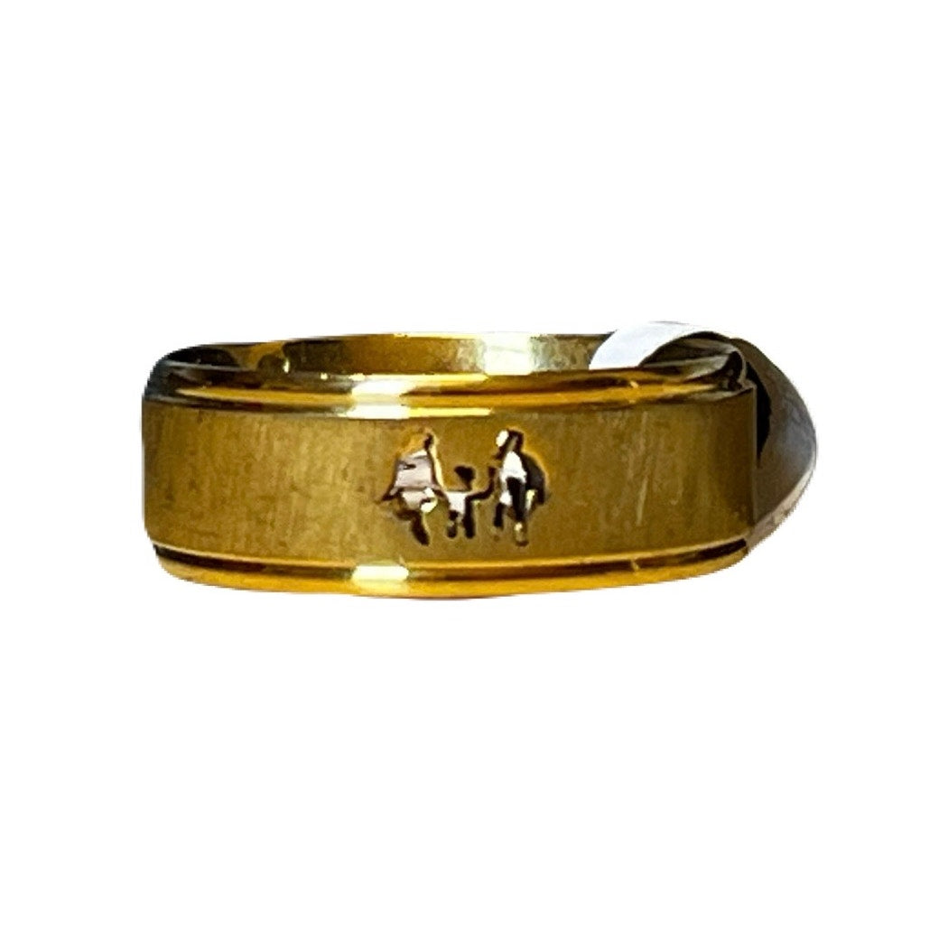 Family Gold Stainless Steel Ring Size 19