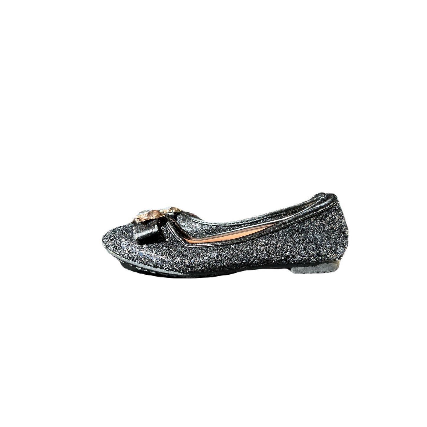 Karina-4K Black Glitter Girls Blacl Shoes Size 9