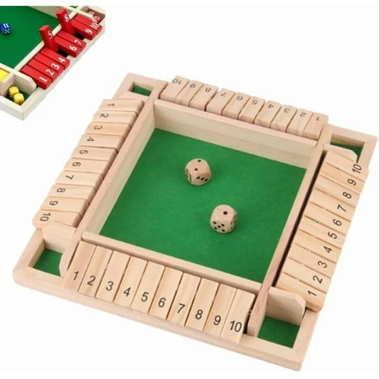 Shut The Box-Wooden 2-4 Player Dice Board Game,