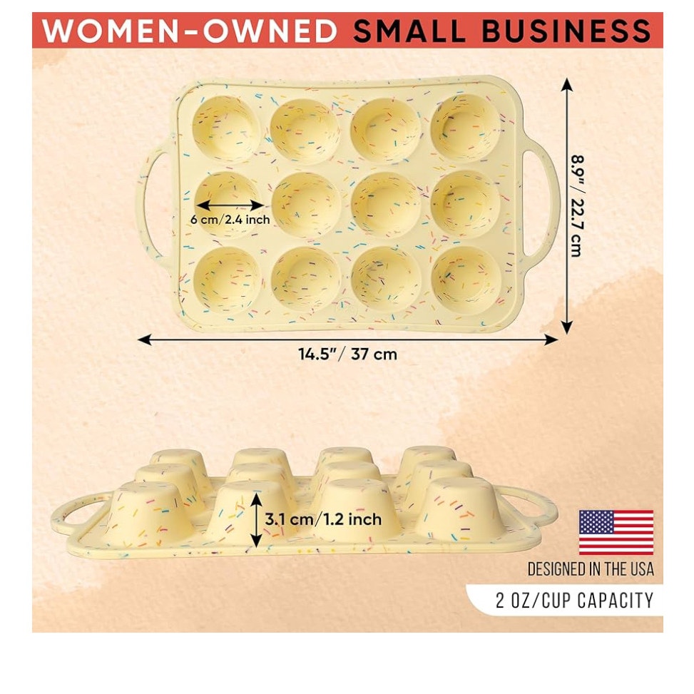 Silicone Mini Muffin Pan 12 Count – Non-Stick Muffin Pans for Baking