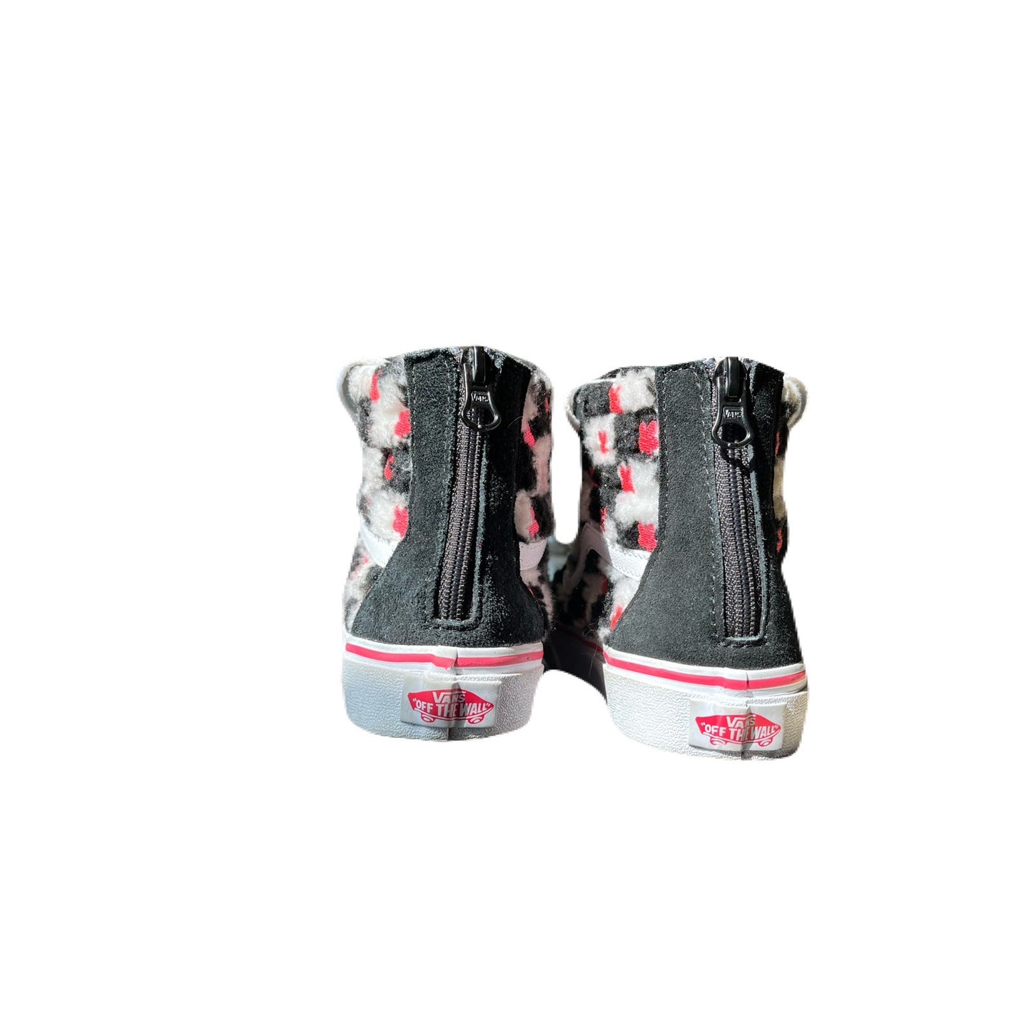 VANS SK8 Hi Zippered Pink-Stars Fuzzy-Checks 507698 Kids Size 3