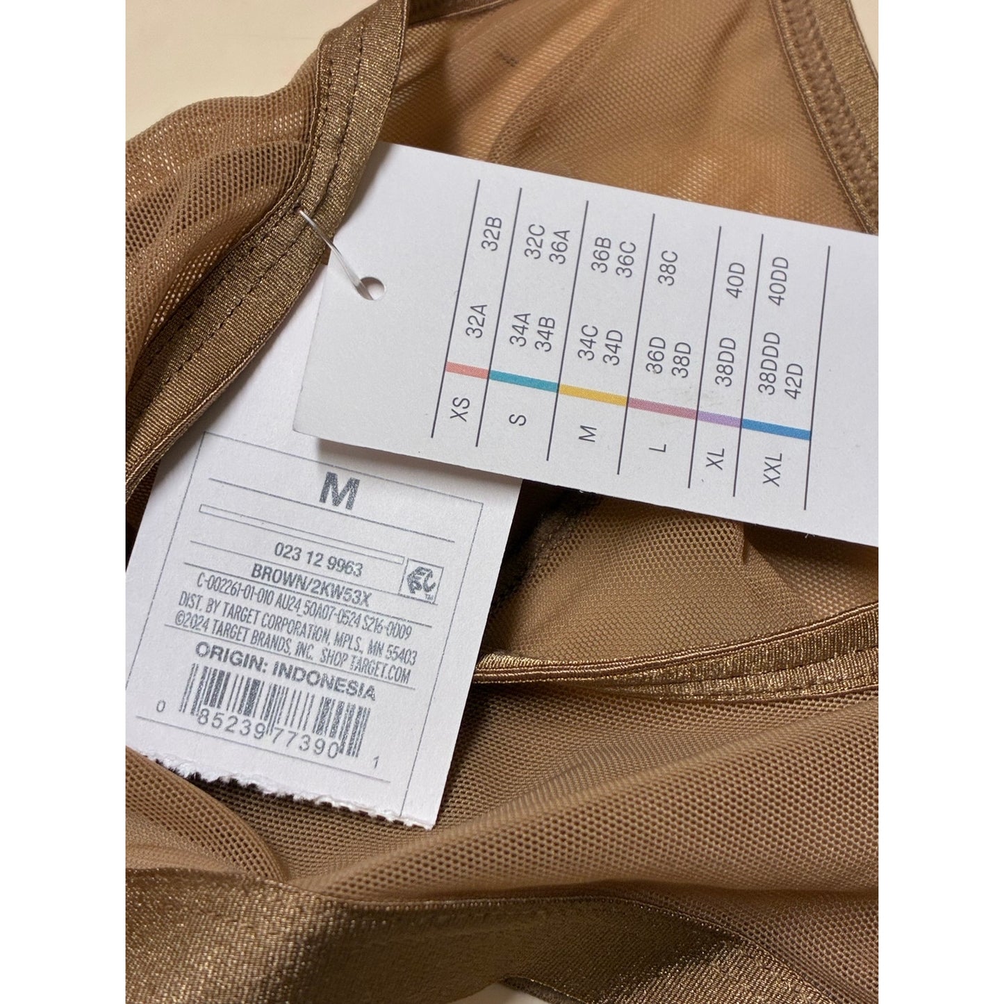 Auden Women's Mesh Triangle Bralette, M - Brown