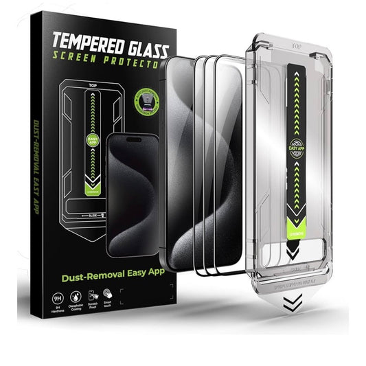 Tempered Glass Screen Protector Dust-Removal Easy App For IPhone 15/16