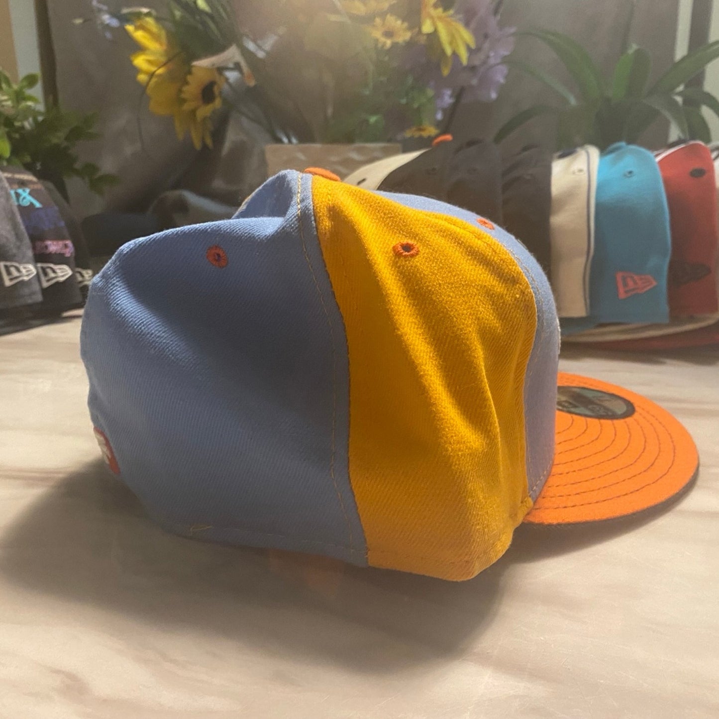 New Era Hat 7 5/8 Orange/Blue