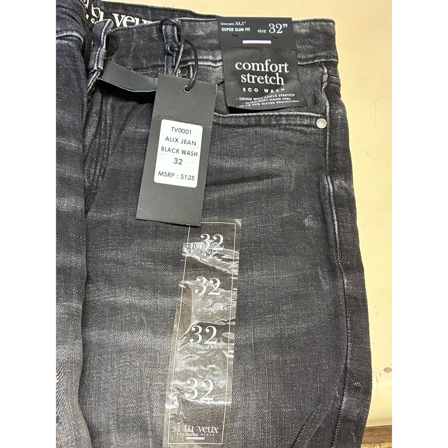 Si Tu Veux Alix Jean Black Wash Size 32 TV0001