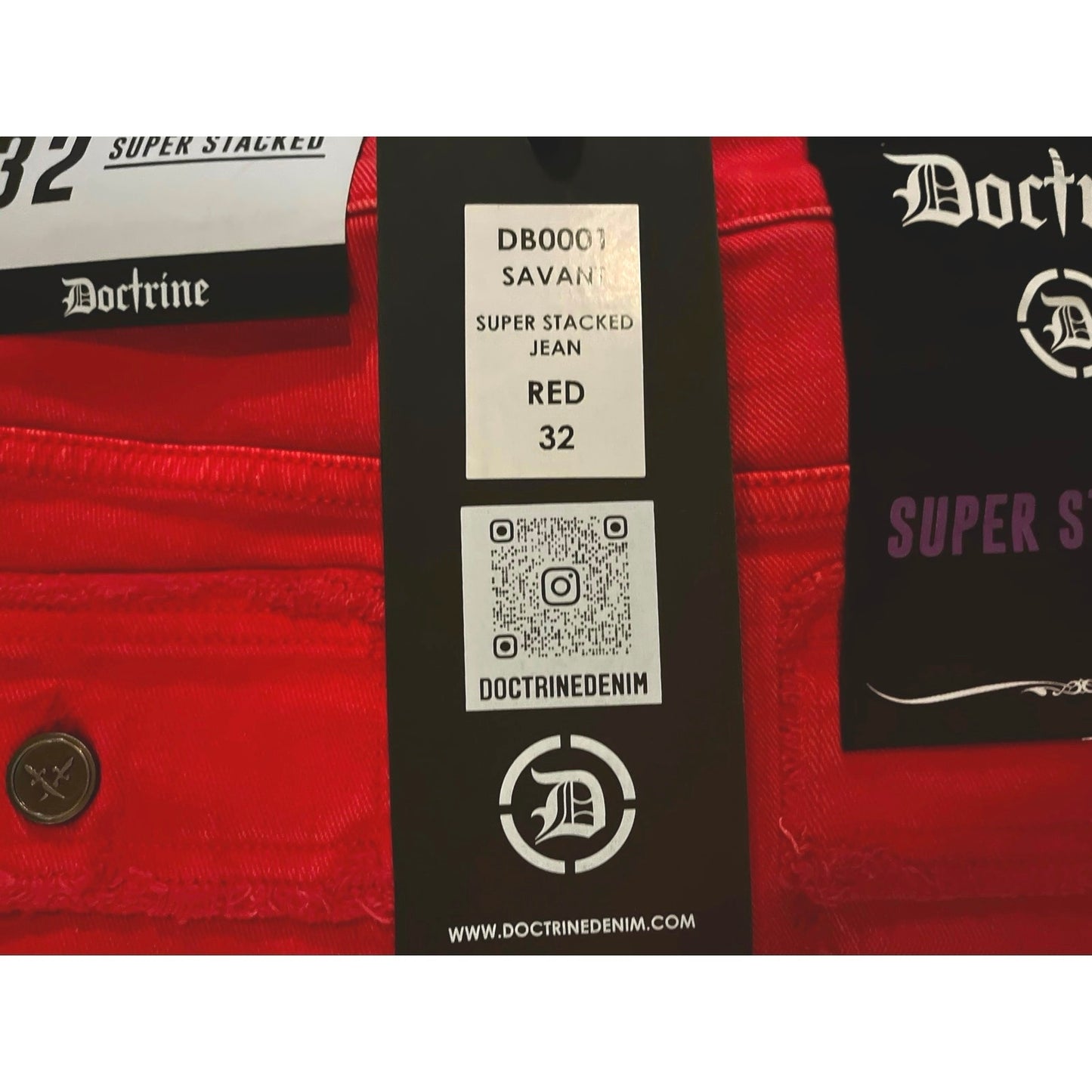 Doctrine Savant Super Stacked Jean Red Size 32
