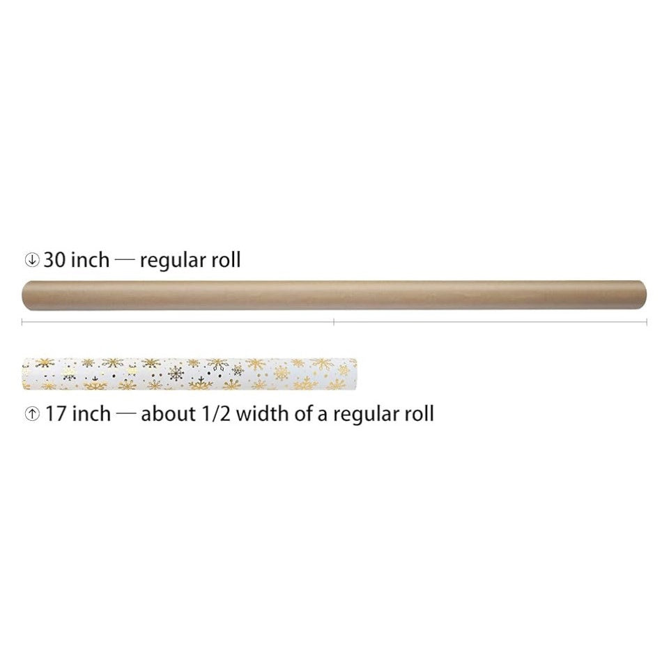 LDGOOAEL Mini Short Small Christmas Wrapping Paper Roll (17 inches X 32.8 feet)
