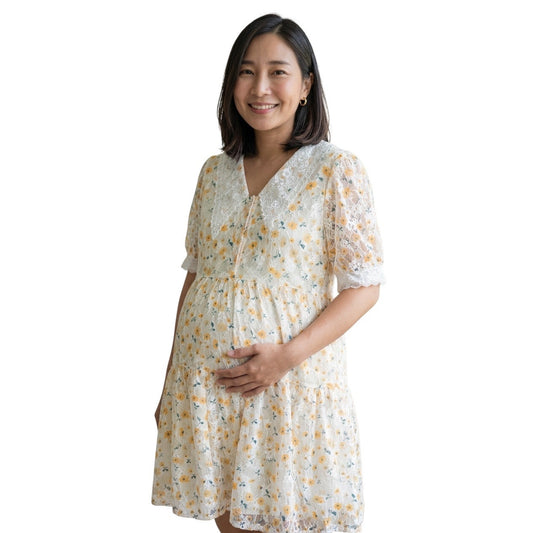 Fisher-Price Women’s maternity dress featuring a yellow floral print Size XL