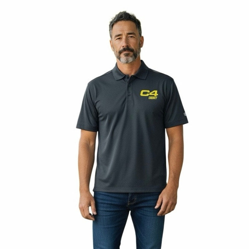 C4 Energy Dark Gray Men’s Collar 3 Button Shirt Size Large