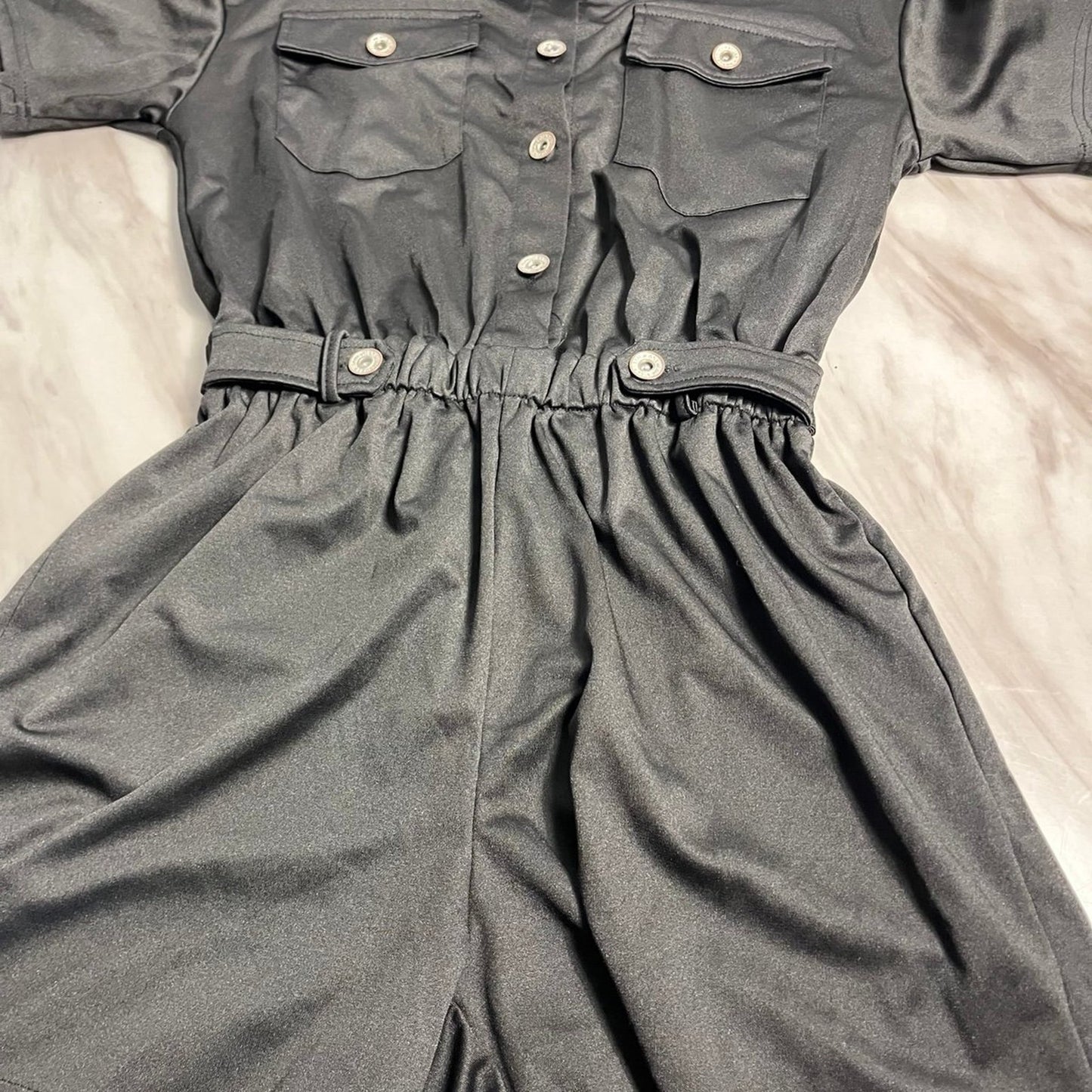 Short Jumpsuits for Women Buttoned Front Pocket Patched Shirt Jumpsuit Romper