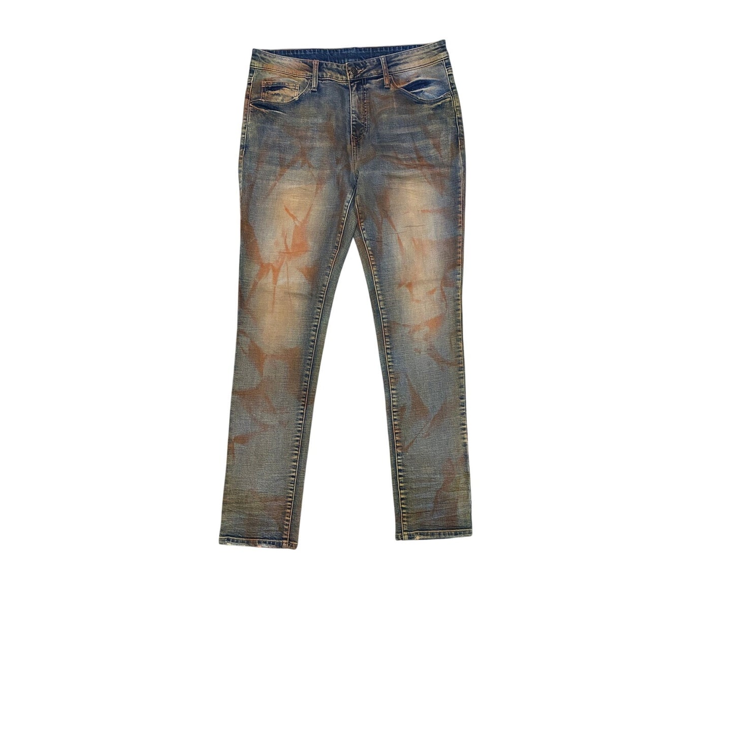 Men’s Blue Jean’s With Rust design On Them Size 34