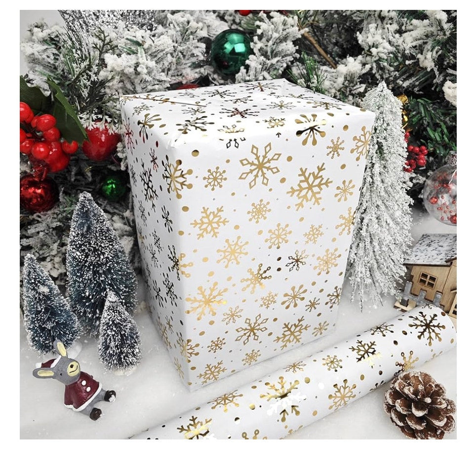 LDGOOAEL Mini Short Small Christmas Wrapping Paper Roll (17 inches X 32.8 feet)