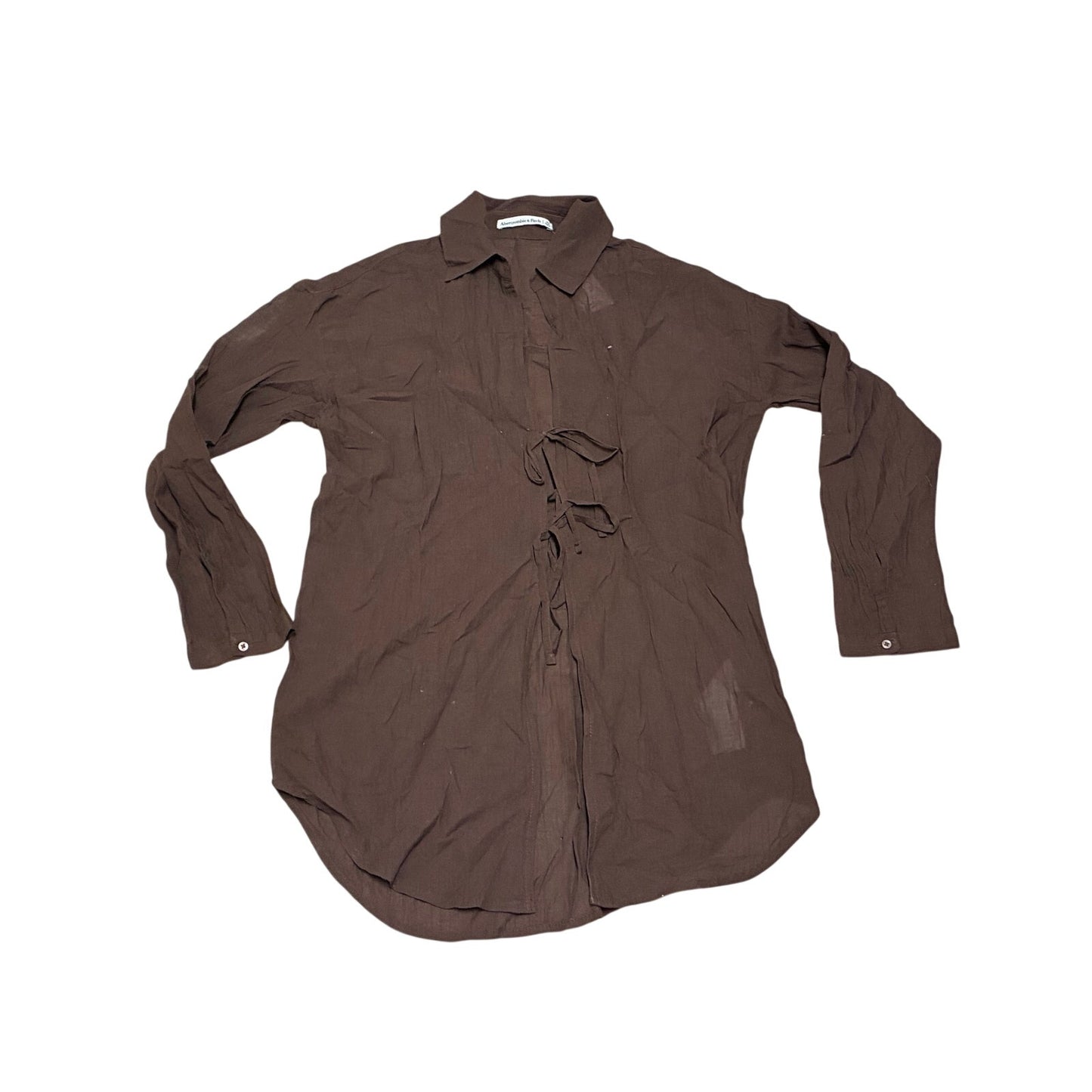 Abercrombie & Fitch Brown Women’s Dress Top With 2 Tie Bow In The Middle Size XS