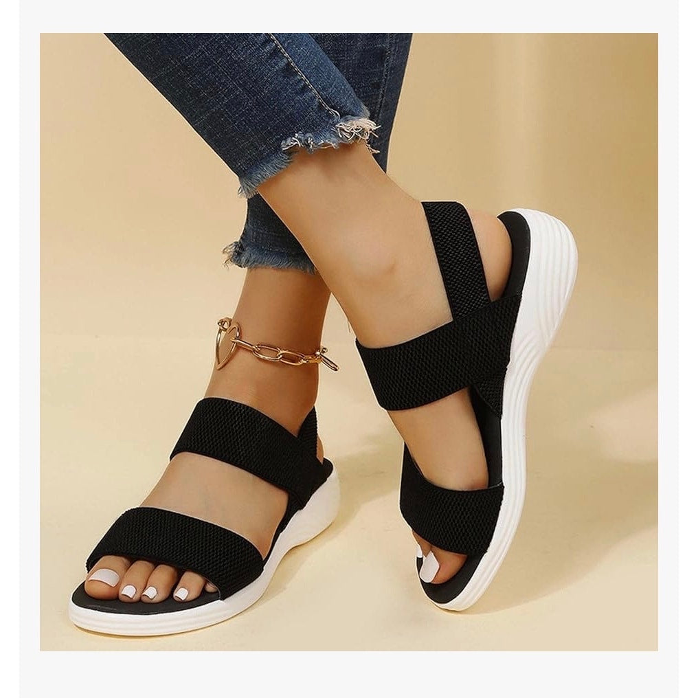 Comfortable Sandals for Women Dressy Summer Fashion Slip on Flat Slipper Sz 6