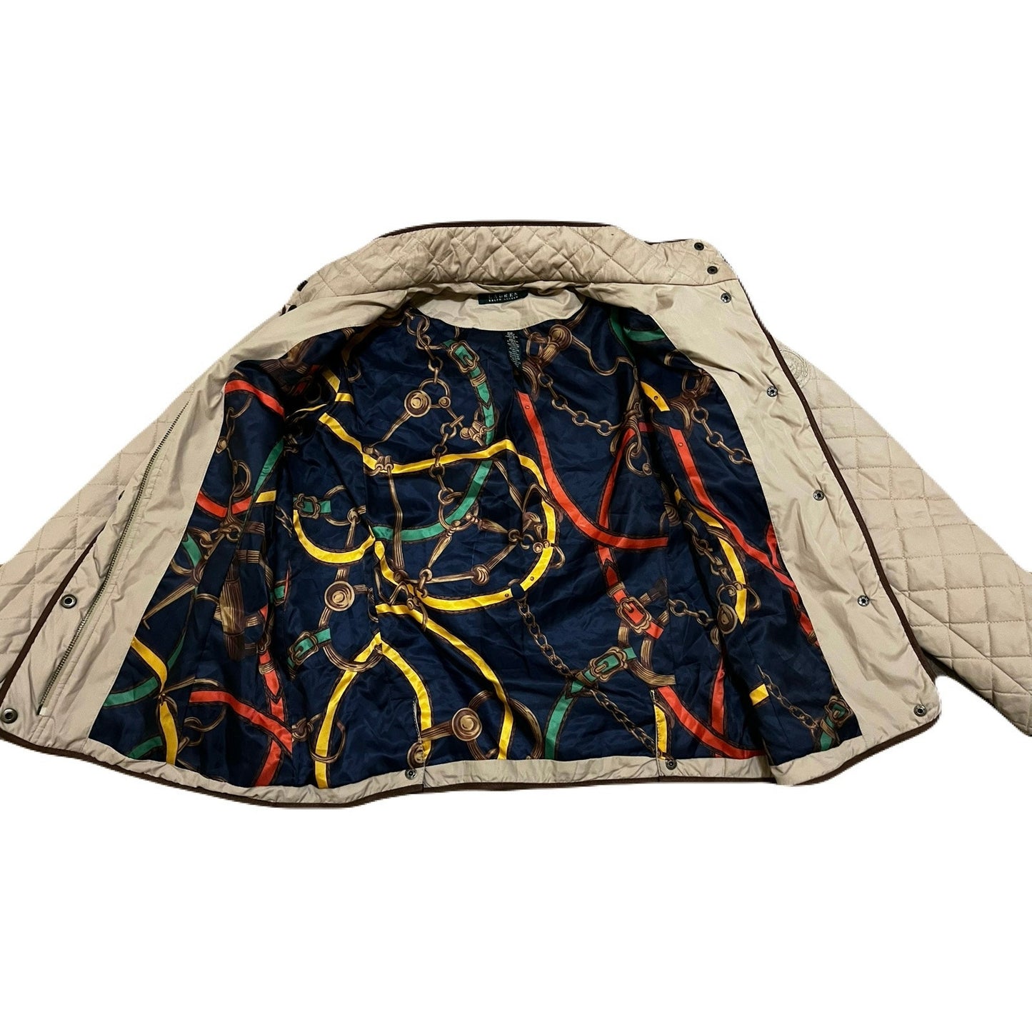 Ralph Lauren Diamond Quilted Jacket Faux Leather  Size M Women's