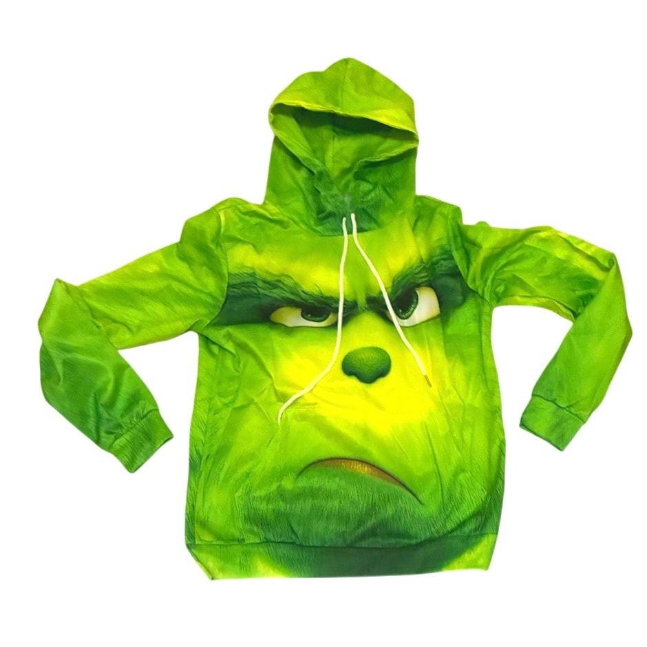 Grinch Hoodie - The Grinch Zip Up Hooded Sweatshirt Size Small