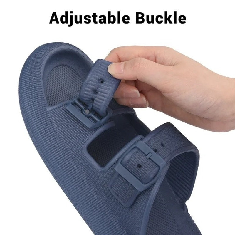 Unisex Slides Sandals Thick Sole Pillow Sandals wit Adjustable Double Buckle XXL