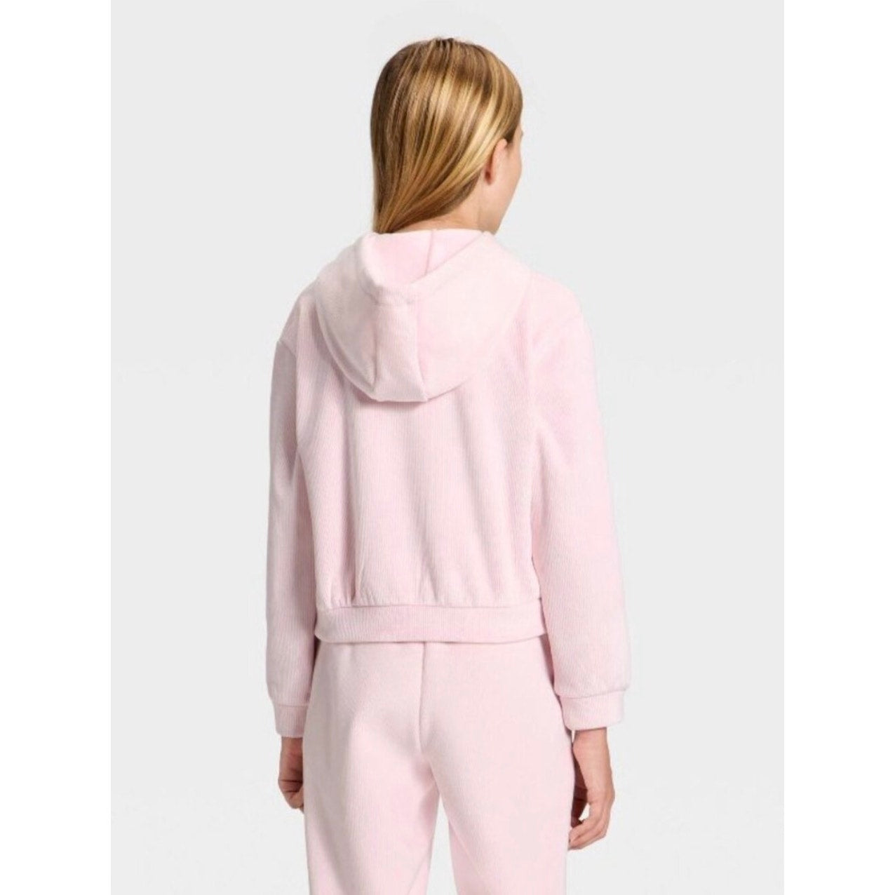 All In Motion Girls Cozy Ribbed Hoodie Light Pink  L 10/12