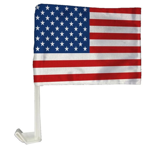 U.S. Flag Car Flag .Set Of 2 Hooks Onto Car Window .Made In The Korea 12”X8”