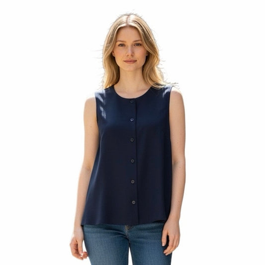 Evaless Women's Crewneck Cutaway Vest Navy Size medium