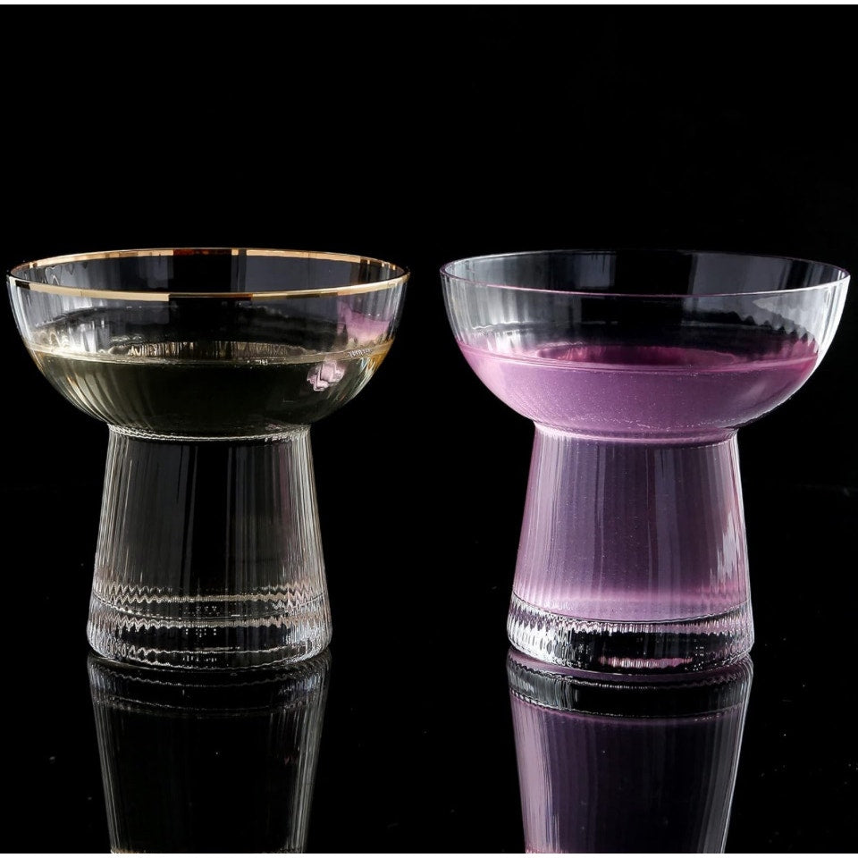 Lysenn Stemless Margarita Glasses Set of 2  – 10 oz Gold Rim