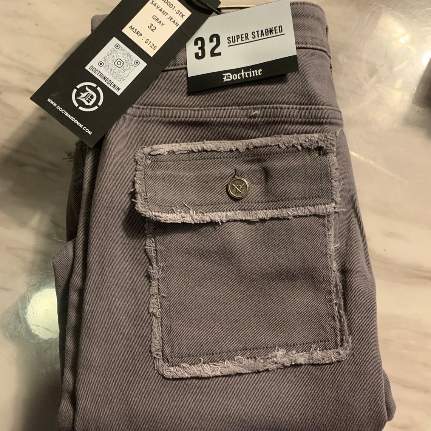 Doctrine Superstack Grey Mens Jeans Size 32