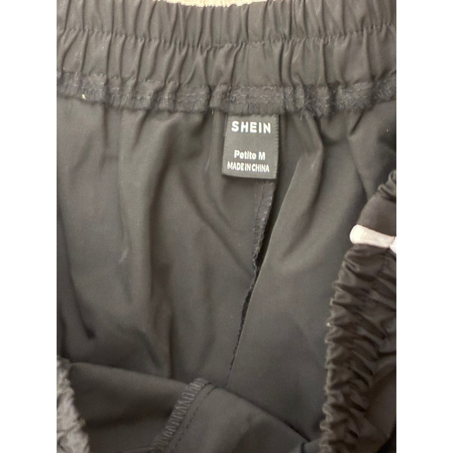 SHEIN Black Women’s Pants With 2 White Stripes Going Down The Side Size Petite M