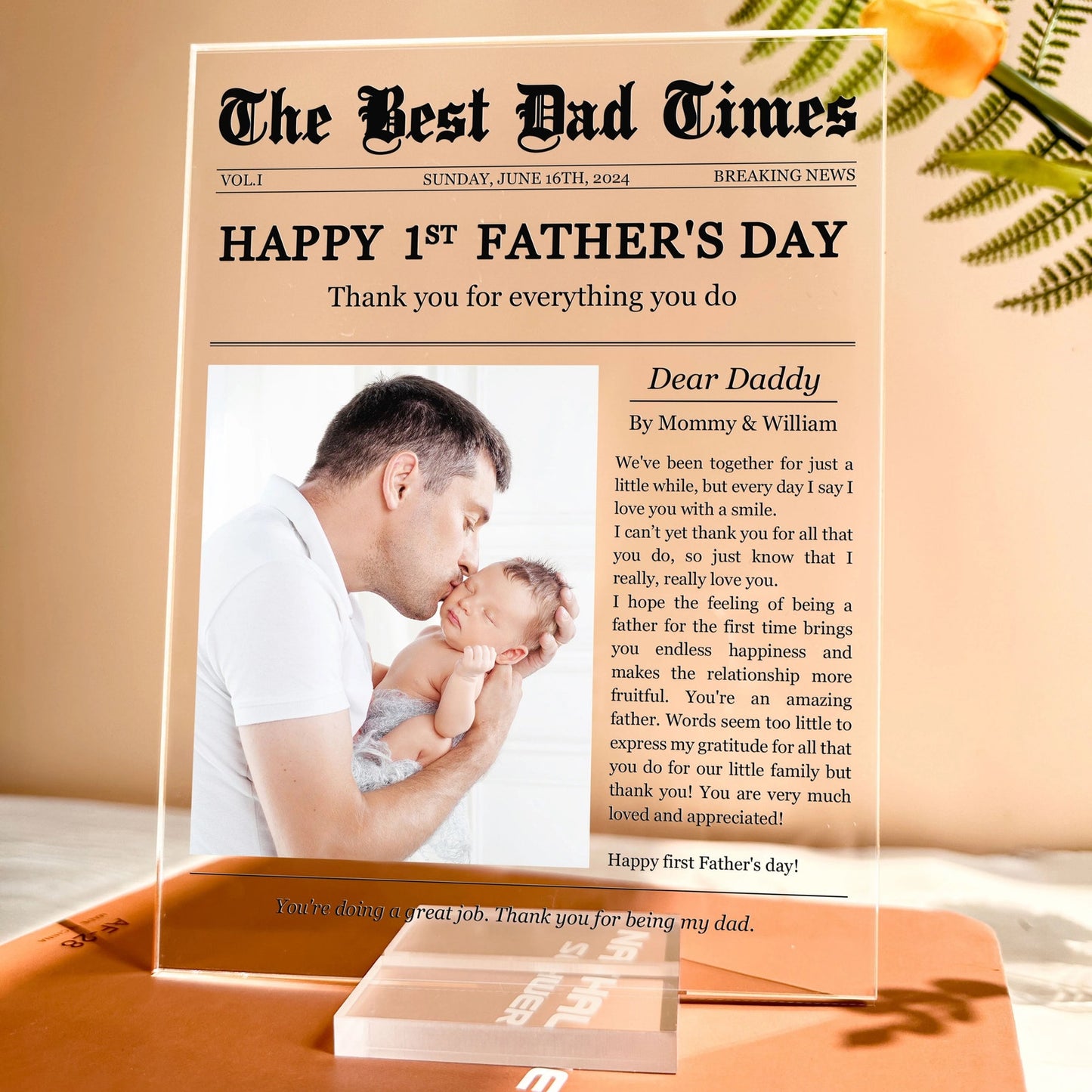 Happy 1st Father's Day Thank You For Everything - Personalized Acrylic Photo