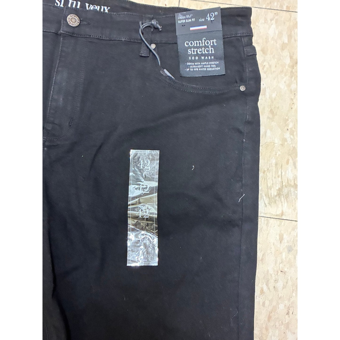 Si Tu Veux Men’s Super Slim Fit Eco Wash Size 42