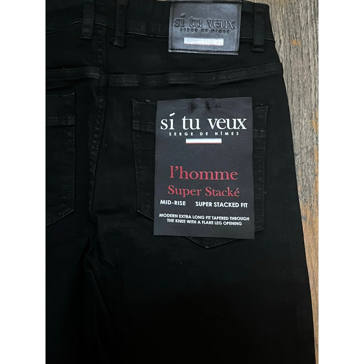 Si Tu Veux Brutini Jeans Jet Black Superstack Men’s Size 36