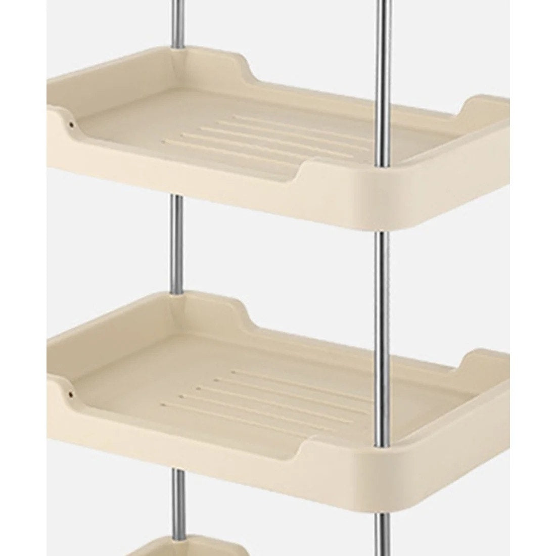3-tier rolling utility cart with a top handle and drawer feature.