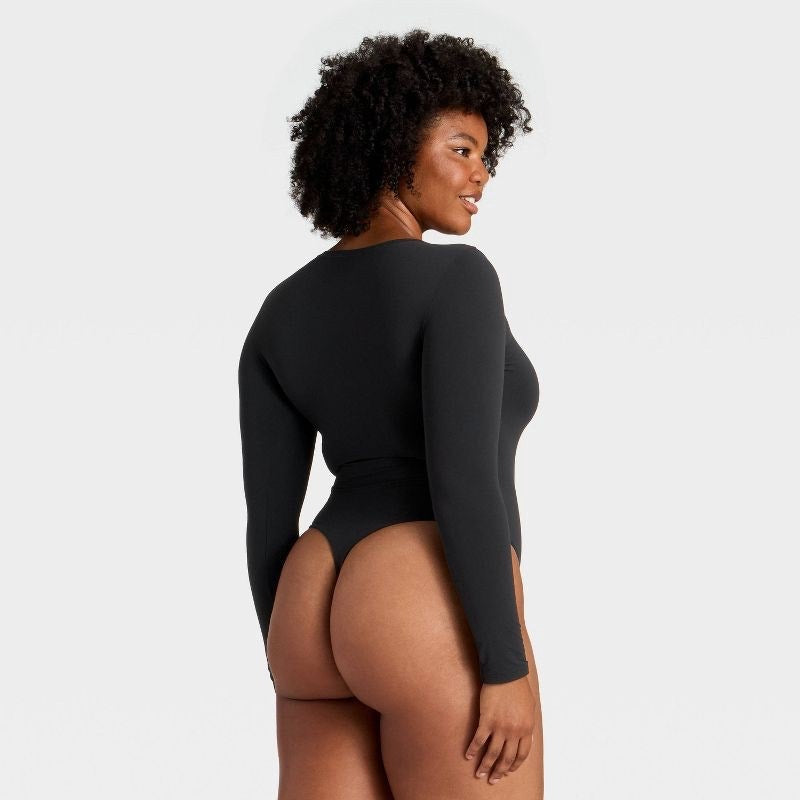 Women's Luxury Collection Luxe Stretch Long Sleeve Bodysuit - Auden Black XL