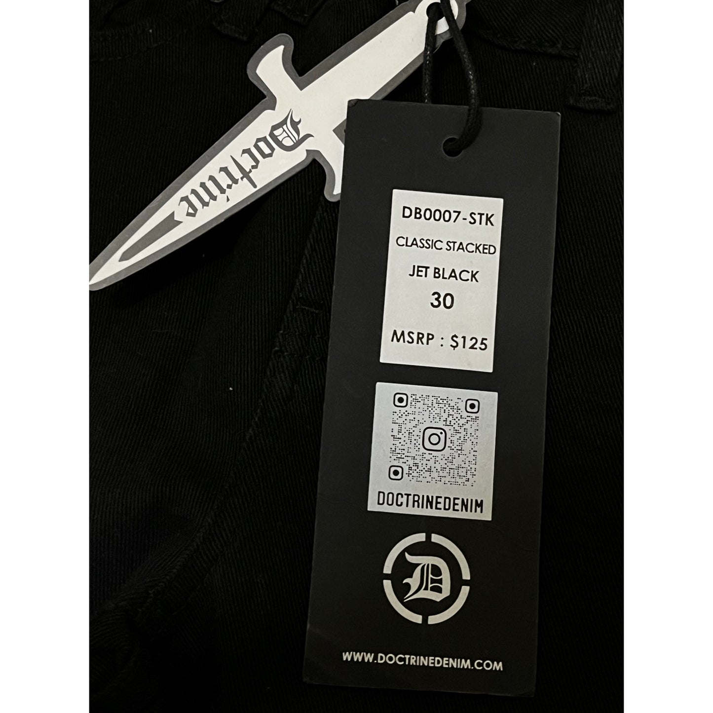 Doctrine Classic Stacked Jet Black Men’s Size 30