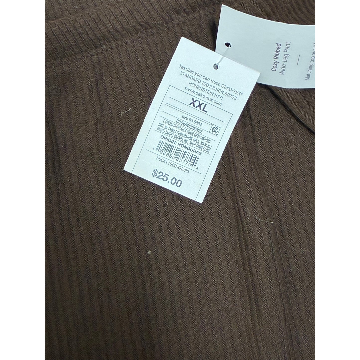 Auden  Brown Cozy Ribbed Wide Leg Pant Sleepwear Sz XXL