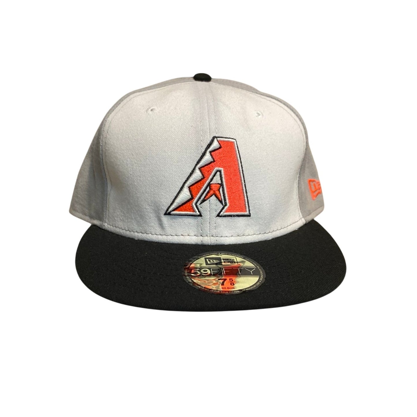 New Era Hat Size 7 5/8 White/Orange/Black