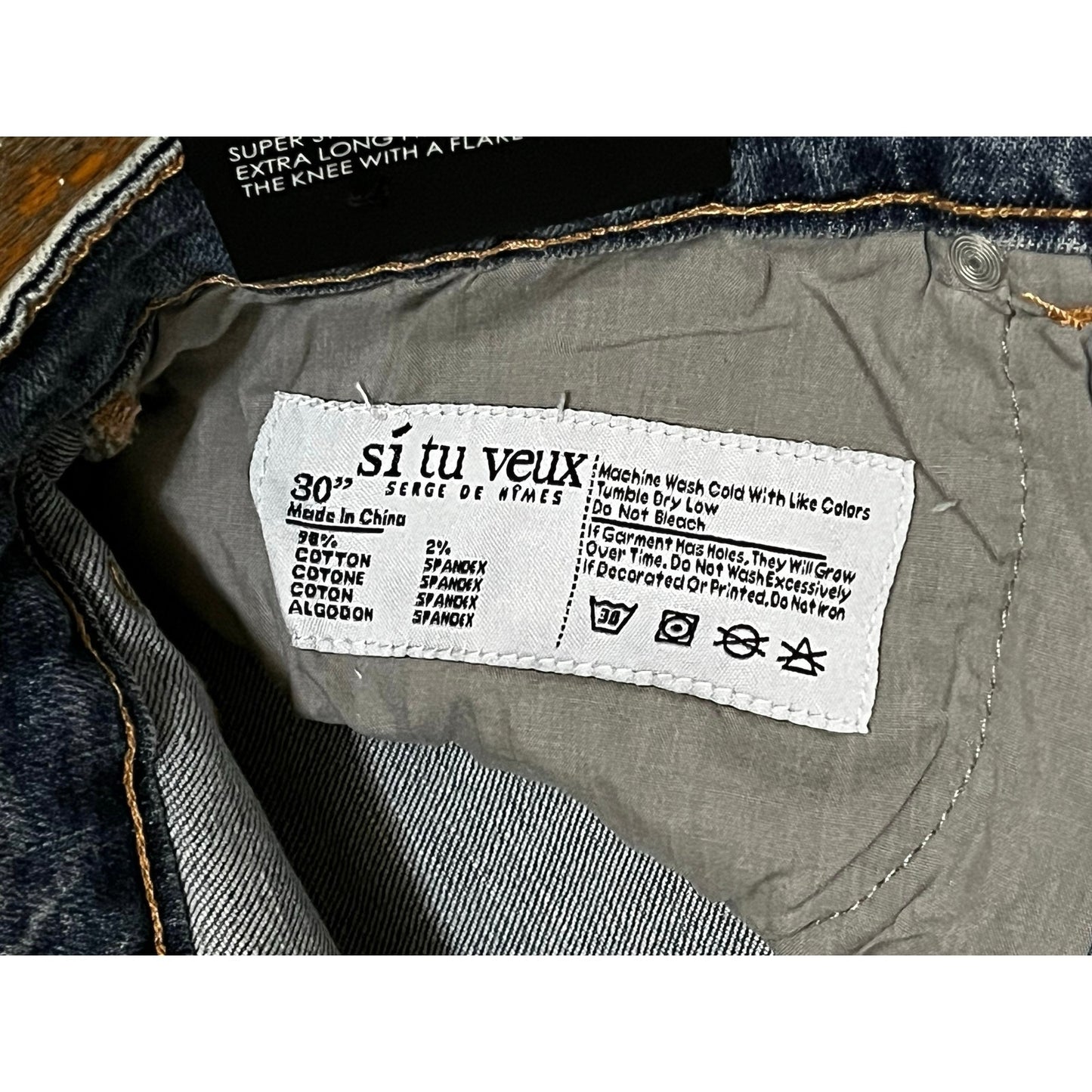 Si Tu Veux Brutini’23 Jeans Indigo Wash Mens Superstack Size 30
