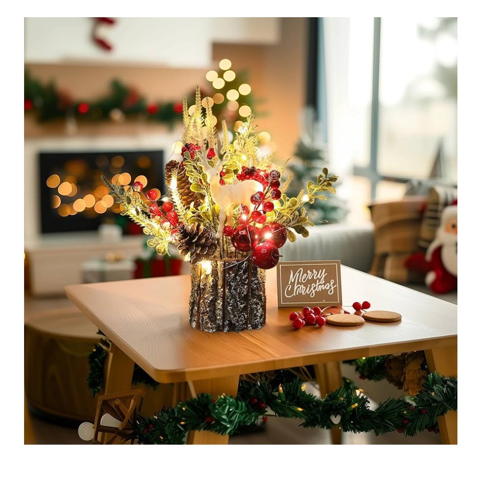 Xmas Decor Small Christmas Tree with Lights - Artificial Tabletop Lighted