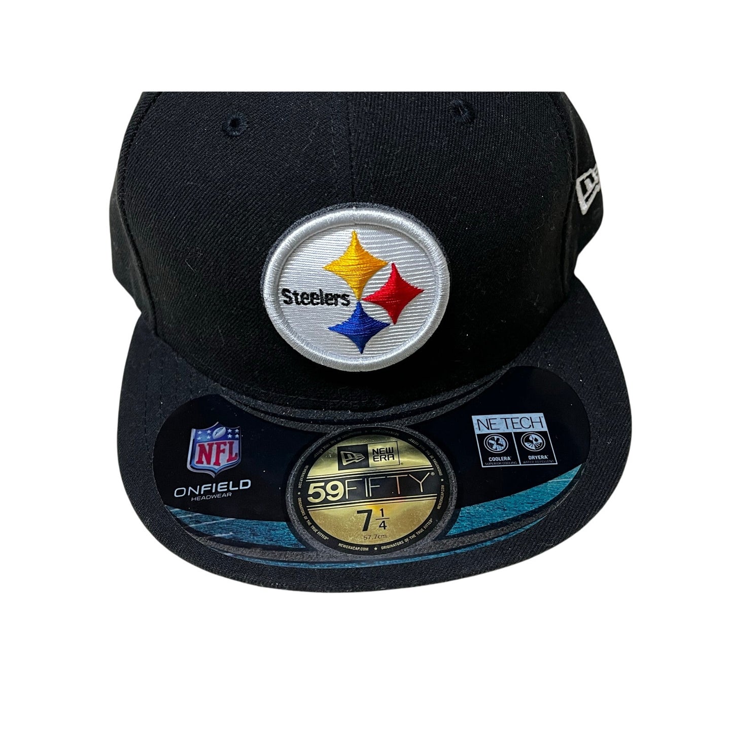 New Era Black Steelers Hat Size 7 1/4