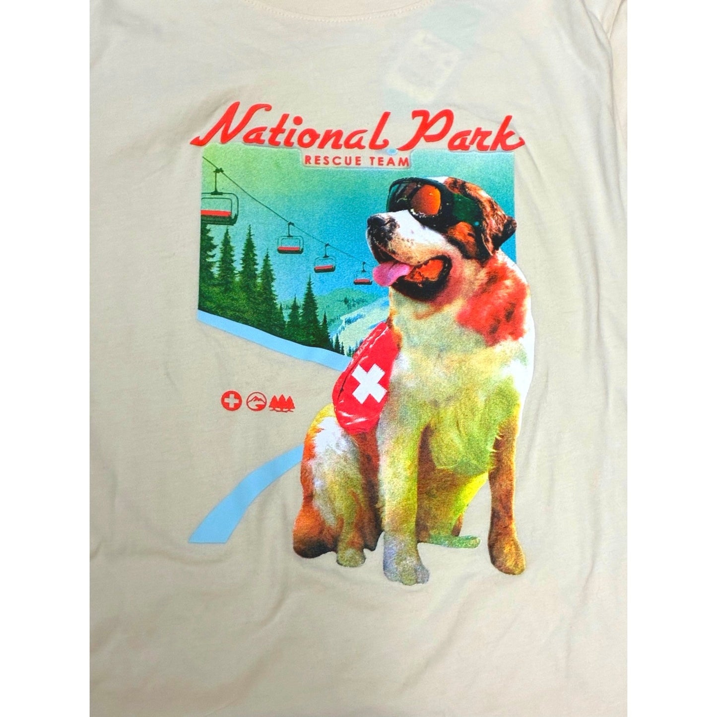 Boys' Long Sleeve 'National Park' Dog Graphic T-Shirt - Cat & Jack Cream L 10/12
