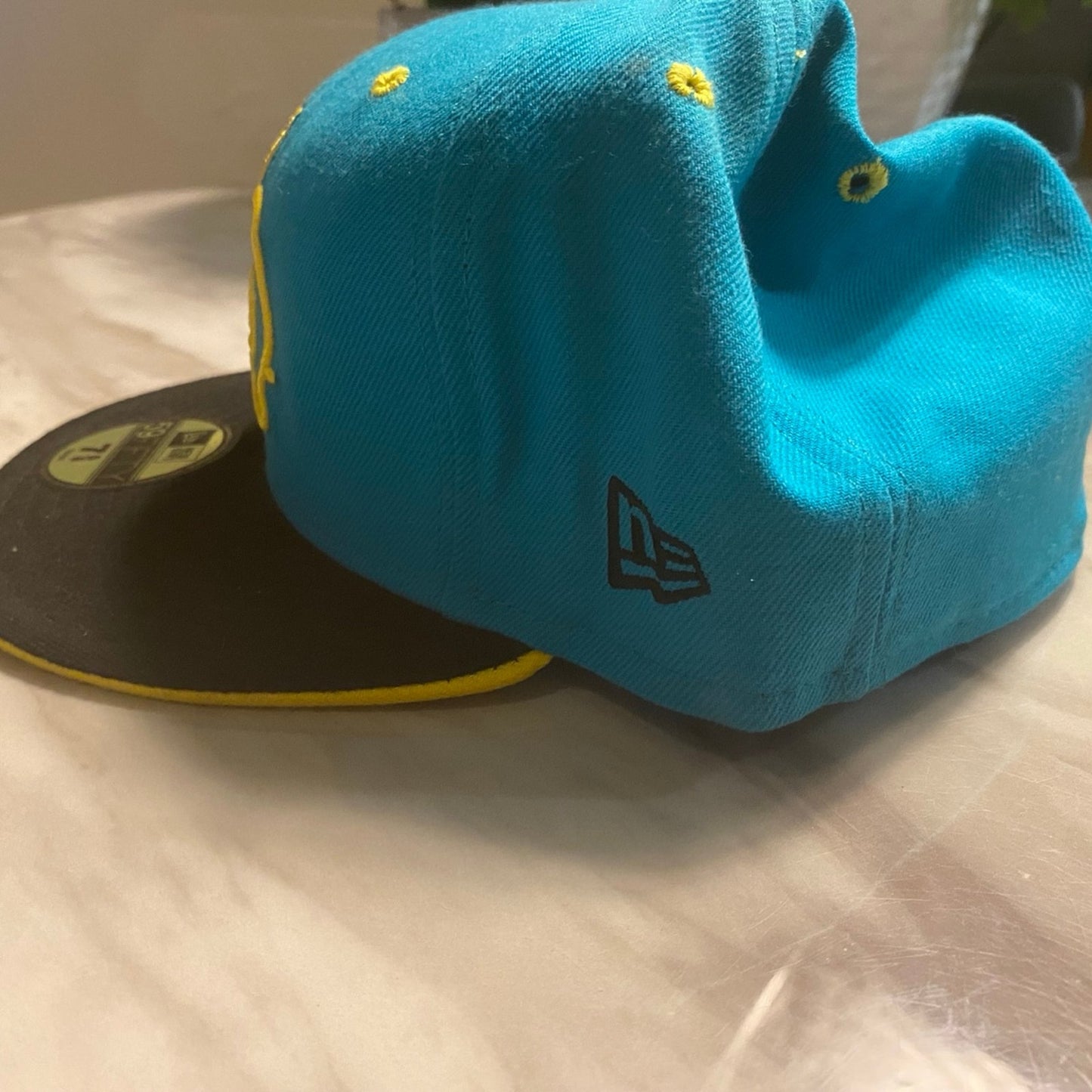 New Era Hat 7 5/8 Green & Gold