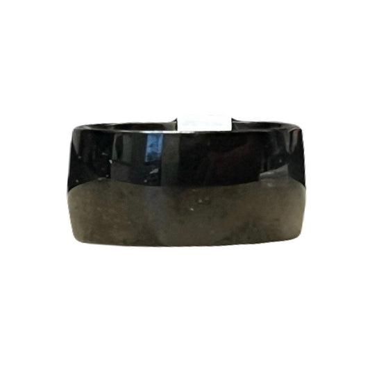 Black Thin Stainless Steel Men’s Ring Size 18