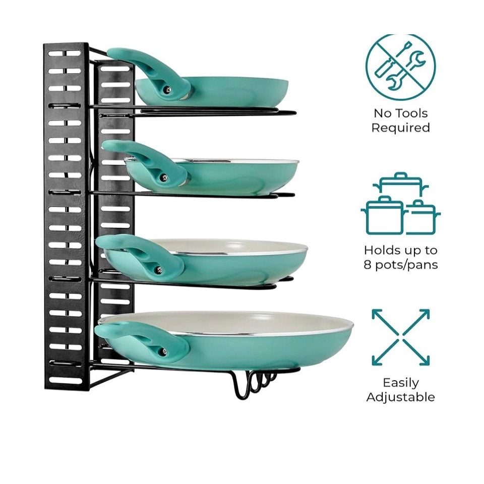 LATTI Pots and Pans Cabinet Organizer and Kitchen Storage Rack - 8 Shelf