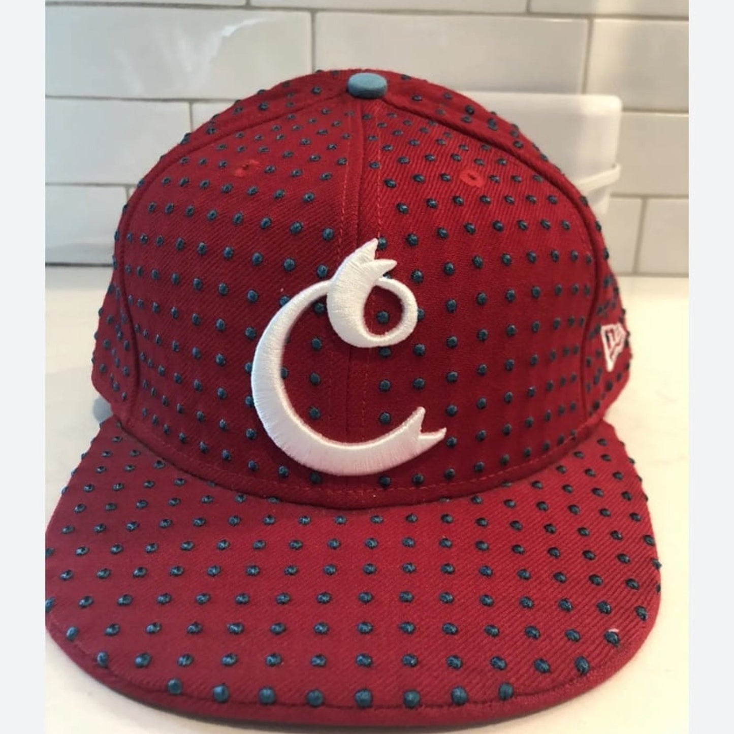New Era Hat 7 1/8 Red & White C