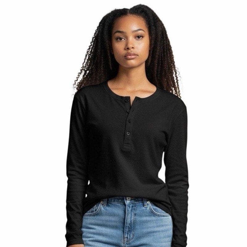 Universal Thread Shirt Womens Black Long Sleeve Henley Stretch Top XL