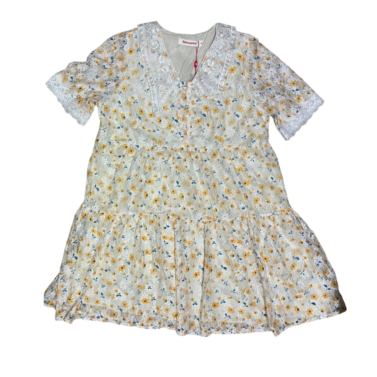 Fisher-Price Women’s maternity dress featuring a yellow floral print Size XL