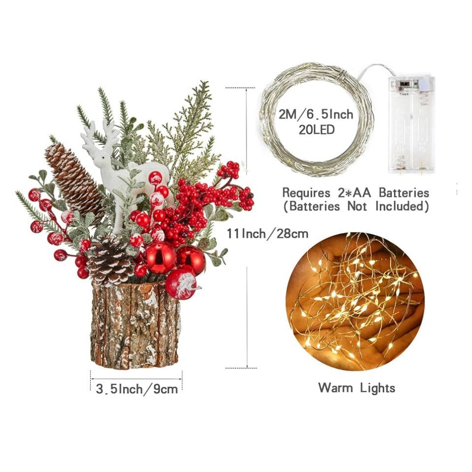 Xmas Decor Small Christmas Tree with Lights - Artificial Tabletop Lighted