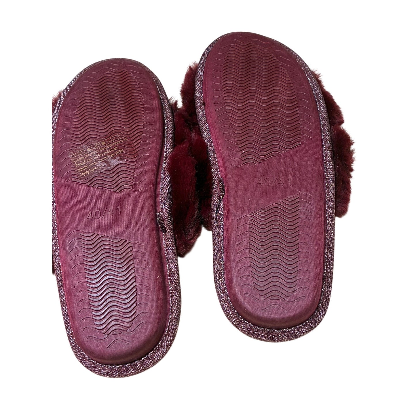 Cozy Cross Band Slippers Wine Color Size 10 Women’s