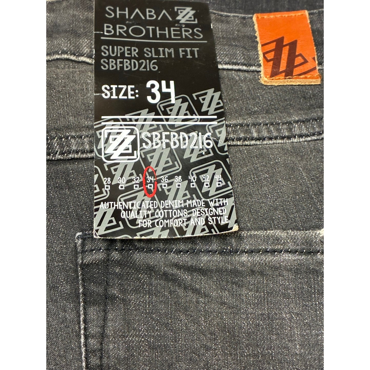 Shaba Z Brothers Men’s Black Jeans Size 34 SBFBD216