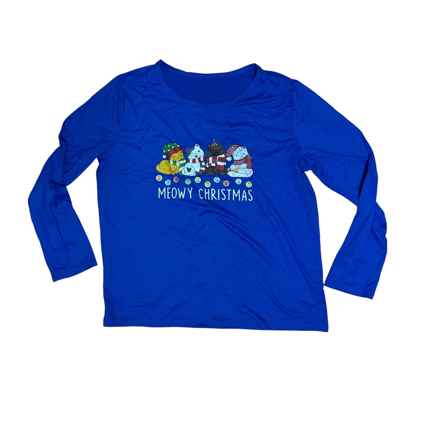 Women’s Blue Christmas Long Sleeve Shirt Size XL